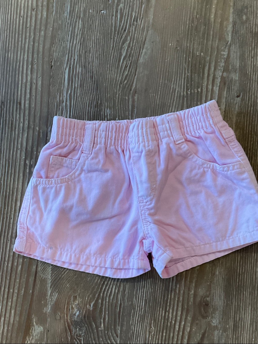 Girls' Light Pink Pull-On Cotton Shorts with Pockets